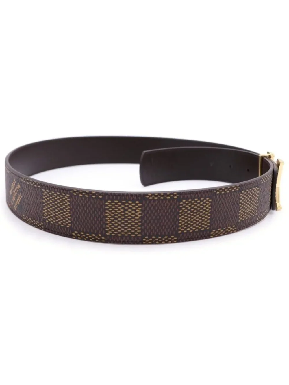 Louis Vuitton Damier Heritage LV Dimension 40 Reversible Leather Belt Gold Brown